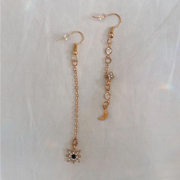 Handmade Star & Moon Drop Earrings - Picture 1 of 1